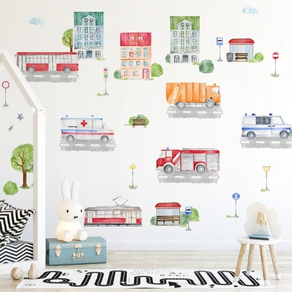 Wallsticker - Byhuse og Køretøjer