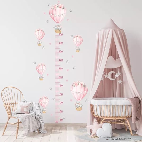 Wallsticker - Højdemål / Elefant i luftballoner