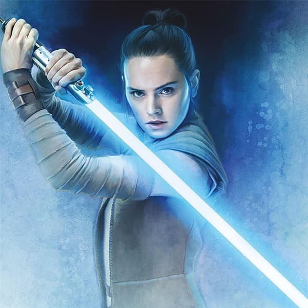 Star Wars: The Last Jedi Lyssværd Rey lærred print Blue 40cm x 40cm