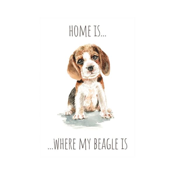 Louise Nisbet Beagle Print White/Brown/Black 40cm x 30cm