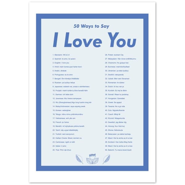 50 ways to Say I Love you Poster - 70x100 cm / 28x40?