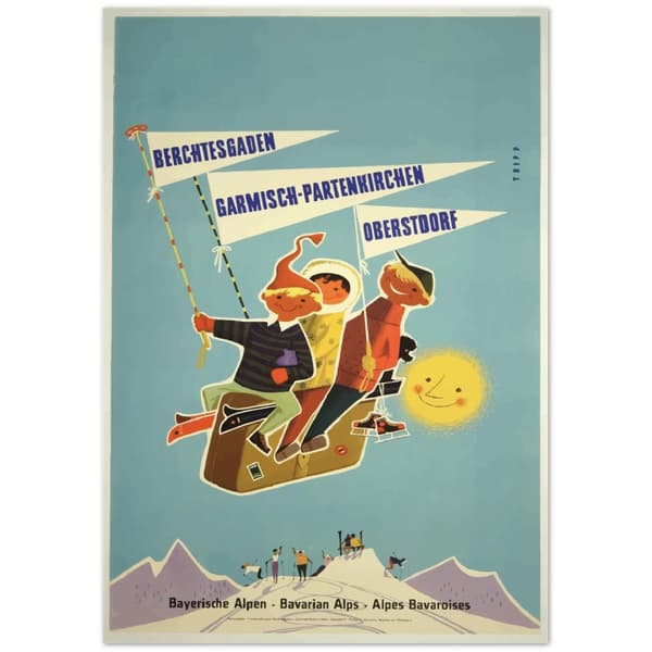 Vintage Travel Poster Bavarian Alps Austria Germany - 70x100 cm / 28x40?