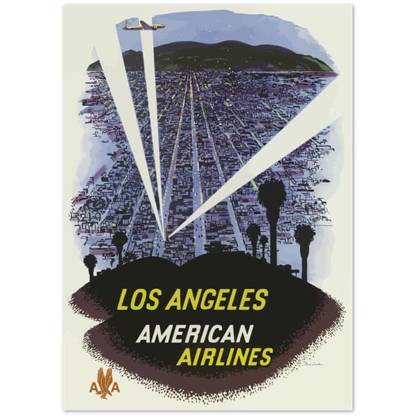 Vintage Travel Poster Los Angeles American Airlines - 50x70 cm / 20x28?