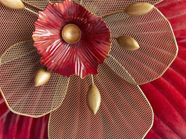 Veggdekor Rød Jern Metall Geometrisk Blomster Glam Moderne Tilbehør