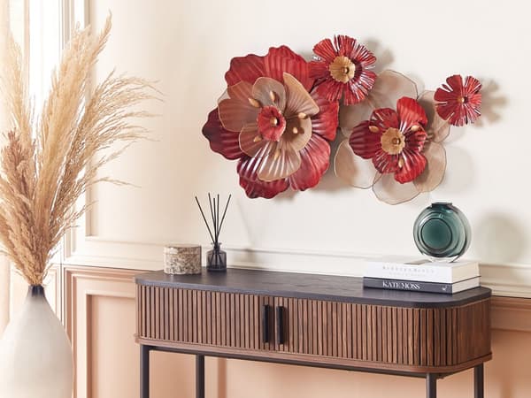 Veggdekor Rød Jern Metall Geometrisk Blomster Glam Moderne Tilbehør