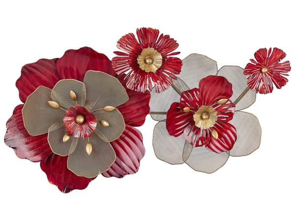 Veggdekor Rød Jern Metall Geometrisk Blomster Glam Moderne Tilbehør