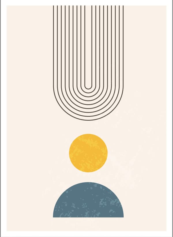 Mid Century Geometric Abstract Modern Boho Poster 2pc Set