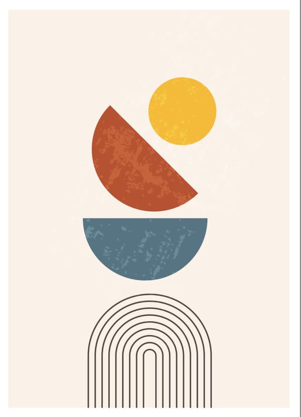 Mid Century Geometric Abstract Modern Boho Poster 2pc Set