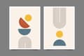 Pikkukuva 1 / 3: Mid Century Geometric Abstract Modern Boho Poster 2pc Set