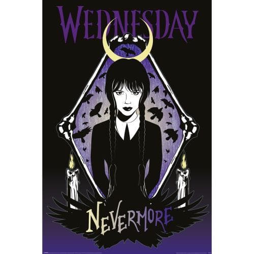 Wednesday Nevermore Raven-plakat Black/Purple 91.5cm x 61cm