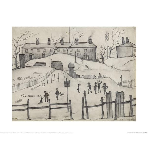 L.S. Lowry Houses In Broughton 1937 Print Grey 40cm x 50cm