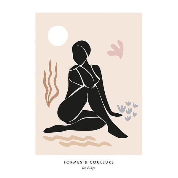 Dominique Vari La Plage Print Peach/Black 40cm x 30cm