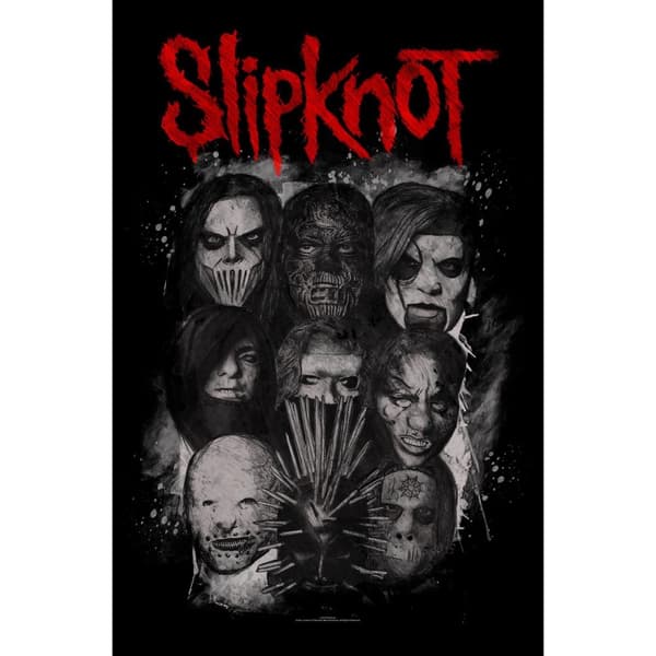 Slipknot Masks Textile Poster Black/Grey/Red One Size