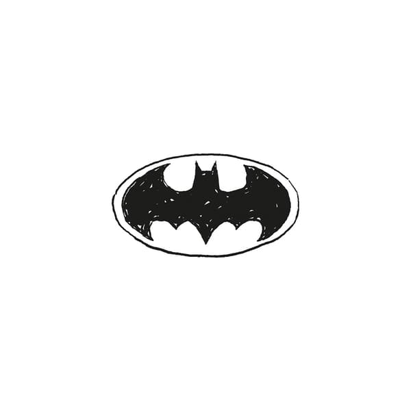 Batman Fun Sketch Logo Print White/Black 30cm x 30cm