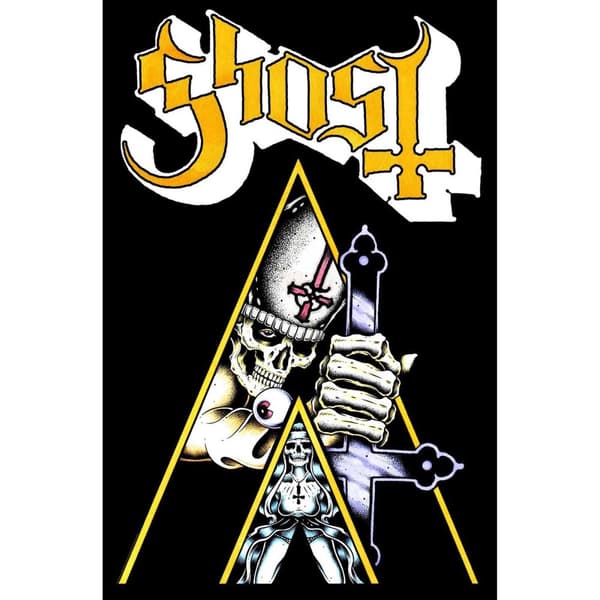 Ghost Clockwork Textile Poster Black/White/Yellow One Size
