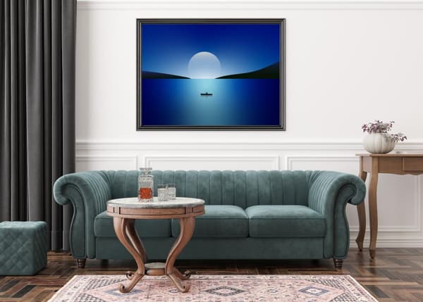 Affisch för Båt Sjöman Månen Natt Poster A4