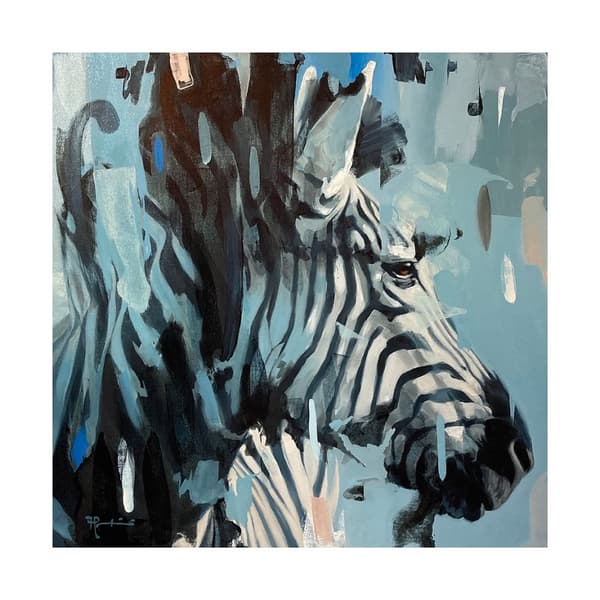 Frank Pretorius Striped Print Blue/Black/White 40cm x 40cm