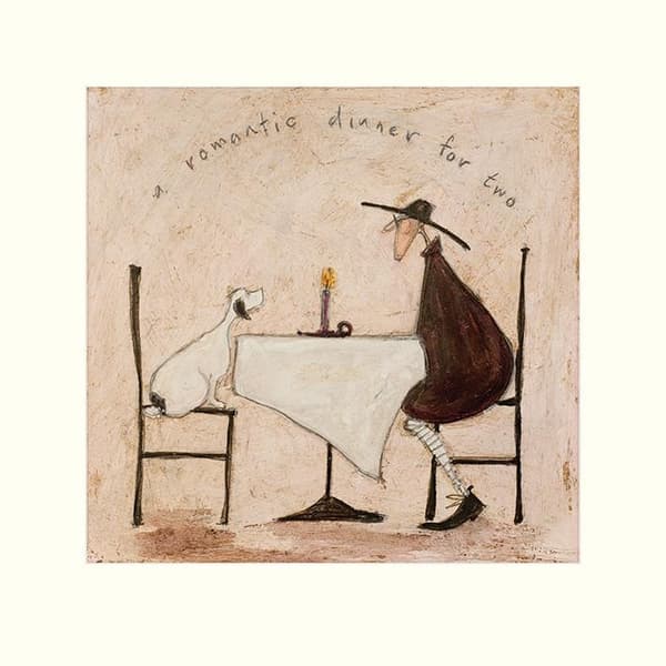 Sam Toft En romantisk middag for to Print Brown/White 40cm x 40cm