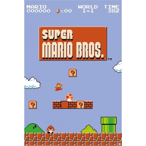 Super Mario Bros Verden 1-1 plakat Blue/Brown/Green 91.5cm x 61cm