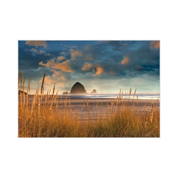 Dennis Frates Haystack Rock At Cannon Beach Print Blue/Brown 40cm x 30cm
