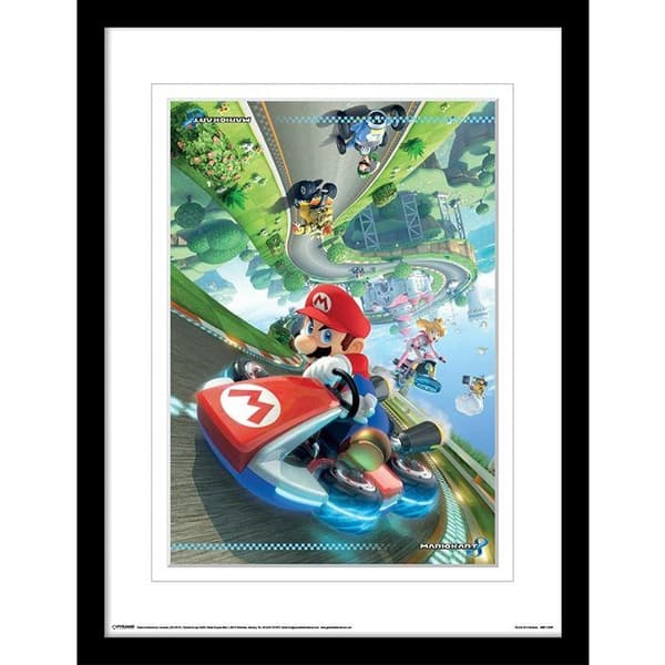 Super Mario Kart 8 Flip inramat konsttryck Green/Blue/Grey 40cm x 30cm