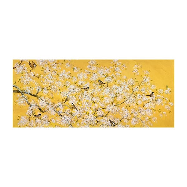 Fletcher Prentice Blossom On Yellow Poster Yellow/White 50cm x 100cm