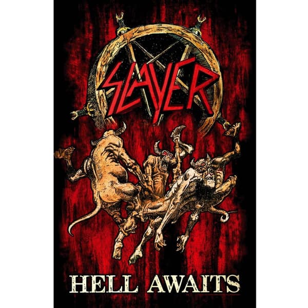 Slayer Hell Awaits tekstil plakat Red/Gold/Black One Size