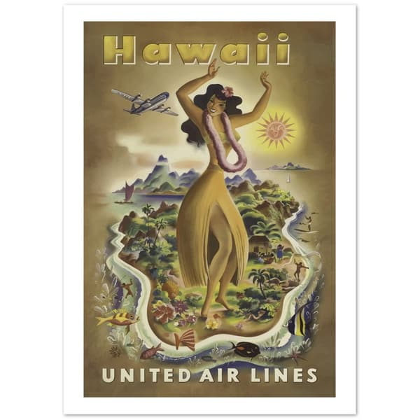 Vintage Travel Poster Hawaii United Air Line - 50X70 cm / 20X28?