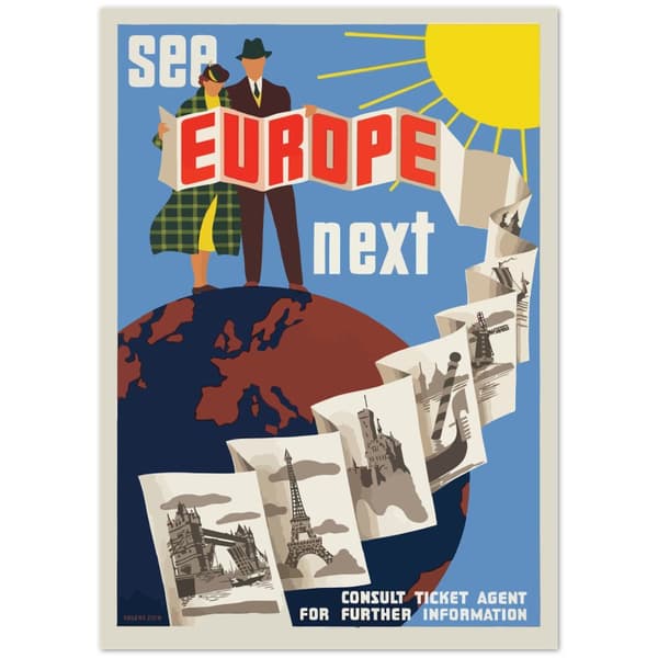 Vintage Travel Poster See Europe NeXt - 50X70 cm / 20X28?