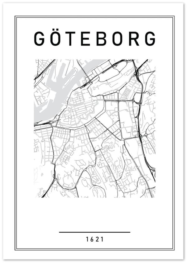 G�teborg Karta Poster - 21X29.7 cm / 8X12?