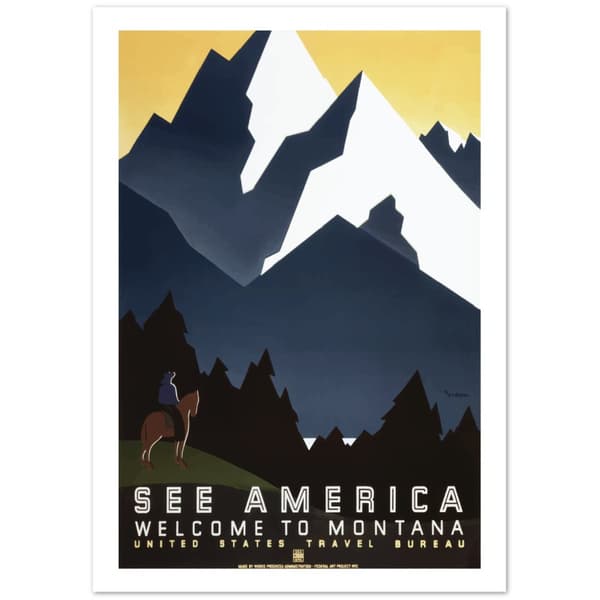 Vintage Travel Poster See America Welcome to Montana - 21X29.7 cm / 8X12?