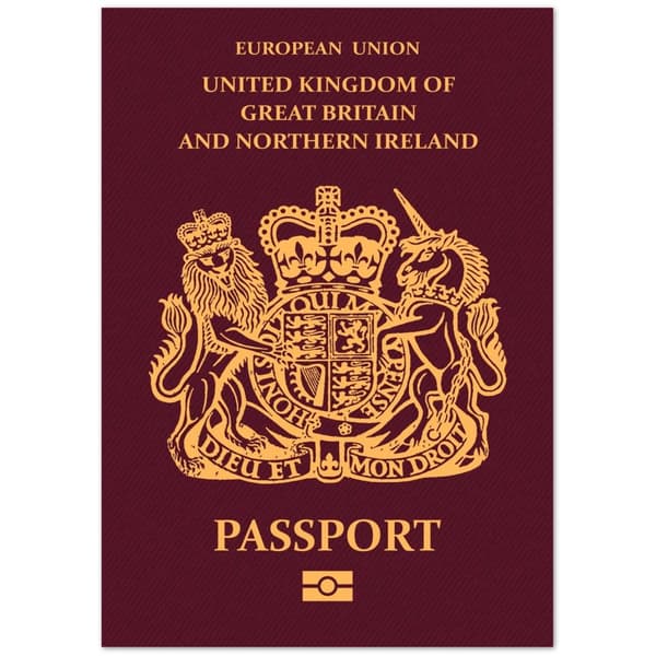 United Kingdom Pass - A4 21X29.7 cm / 8X12?