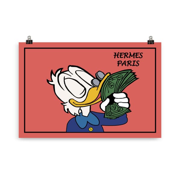 Duck Cartoon Hermes Paris Poster - 61X91 cm