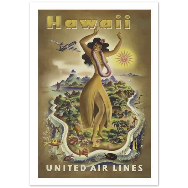 Vintage Travel Poster Hawaii United Air Line - 70X100 cm / 28X40?