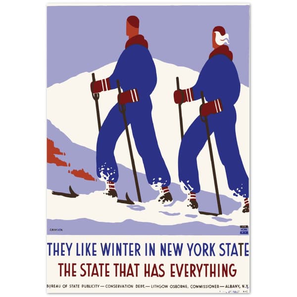Vintage Travel Poster They like winter in New York State - 70X100 cm / 28X40?