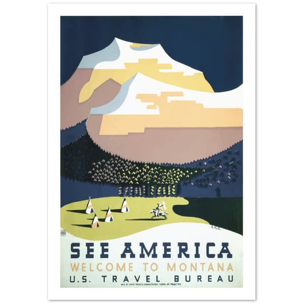 Vintage Travel Poster See America Welcome to Montana - 70X100 cm / 28X40?