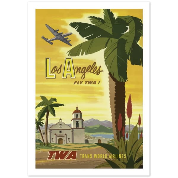 Vintage Travel Poster Los Angeles TWA Travel World Airlines - 70X100 cm / 28X40?