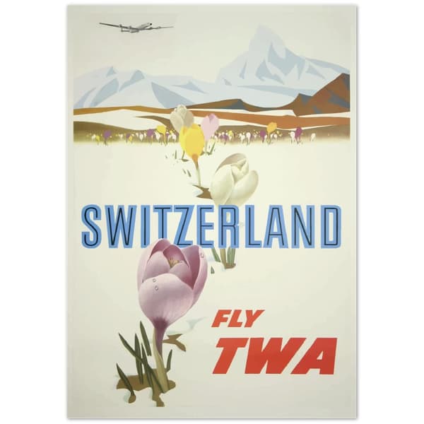 Vintage Travel Poster Switzerland Fly TWA - 70X100 cm / 28X40?