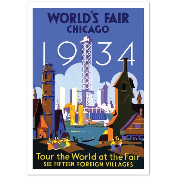 Vintage Travel Poster World's Fair Chicago - A0 (84.1 X 118.9 cm)