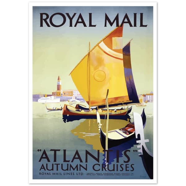 Vintage Travel Poster Royal Mail Atlantis Autumn Cruises - A0 (84.1 X 118.9 cm)