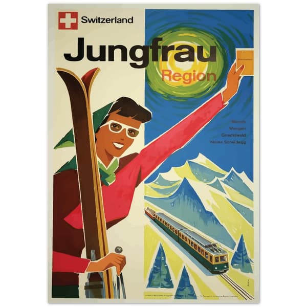 Vintage Travel Poster Switzerland Jungfrau Region - A0 (84.1 X 118.9 cm)