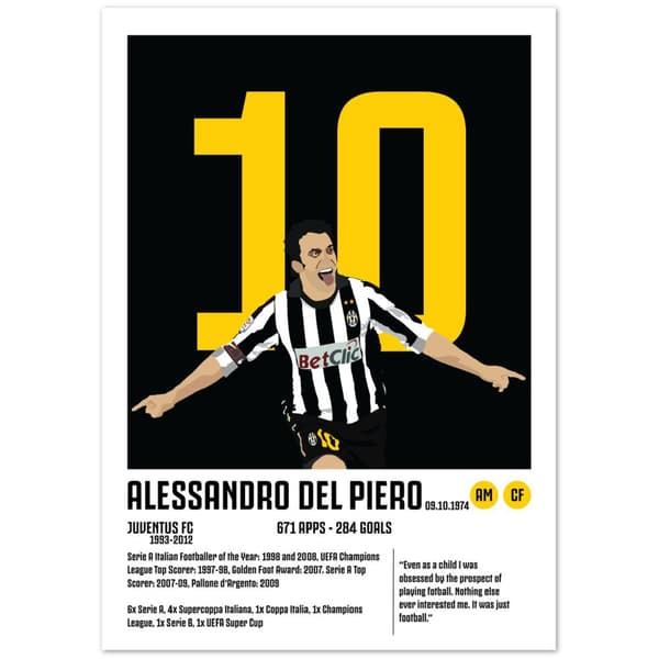 Alessandro Del Piero Poster - A0 (84.1 X 118.9 cm)