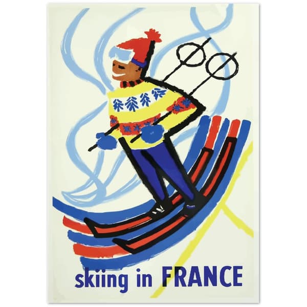 Vintage Travel Poster Skiing in France - A0 (84.1 X 118.9 cm)