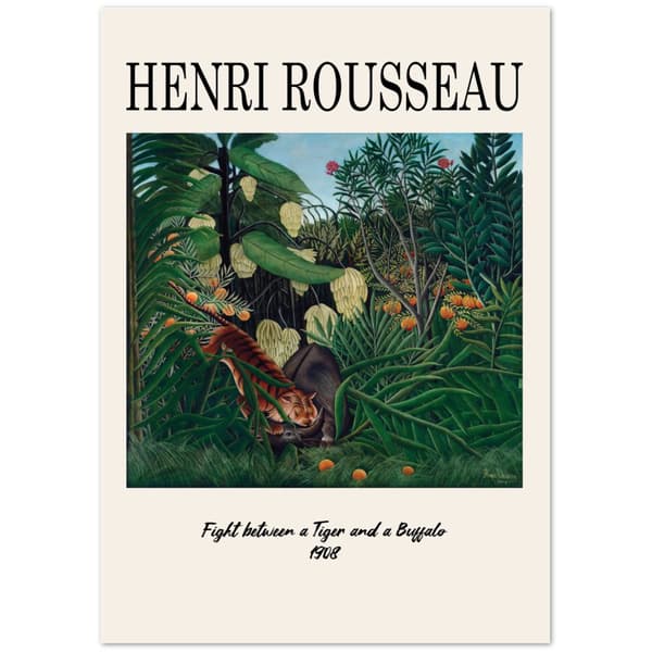 Henri Rousseau fight between a tiger and a buffalo 1908 Poster - A0 (84.1 X 118.9 cm)