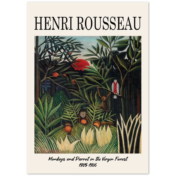 Henri Rousseau Monkeys and Parrots in the Virgin Forest 1905-1906 - A0 (84.1 X 118.9 cm)