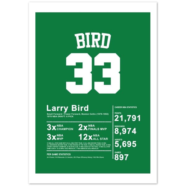 Larry Bird Poster - A4 21X29.7 cm / 8X12?