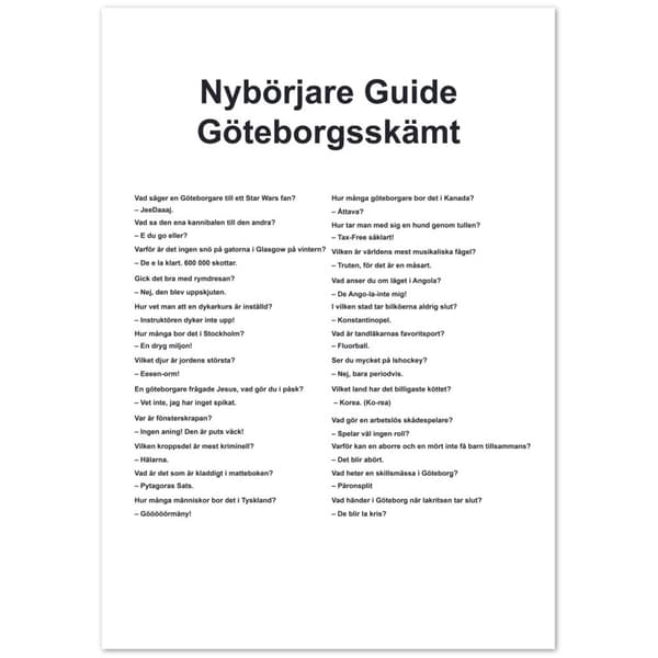 Nyb�rjare Guide G�teborgsk�mt - A4 21X29.7 cm / 8X12?