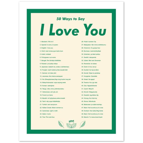50 ways to say I Love You Poster - 30X40 cm / 12X16?