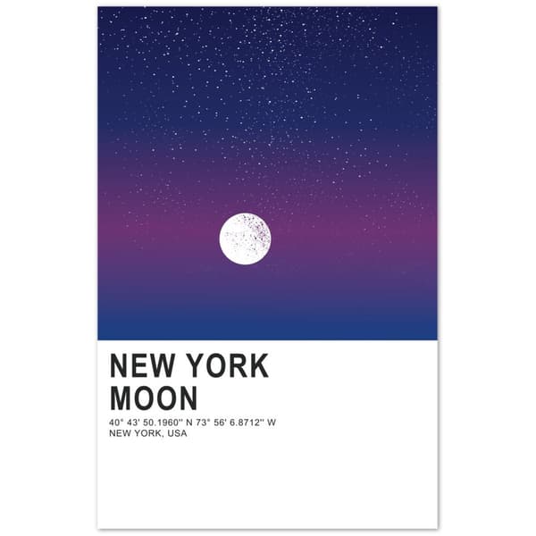 New York Moon Poster - 28X43 cm / XL (11X17?)