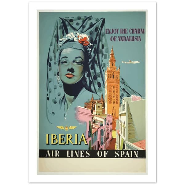 Vintage Travel Poster Iberia of Spain - A3 (29.7 X 42 cm)
